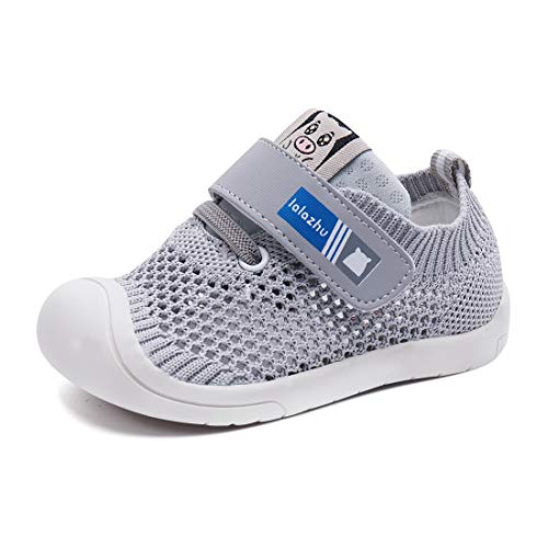 BMCiTYBM Baby Boy Girl Sneakers Breathable Toddler Walking Shoes Lightweight Non-Slip First Walkers 6 9 12 18 24 Months Grey
