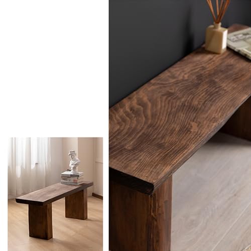 Banco de Madera Recibidor Taburete Pie de Cama Banqueta Dormitorio Otomana Reposapies Salon Taburete Tocador Banco Vestuario para Entrada Pasillo Salón Sala de Estar Cocina(Caramel,140cm/55in) - imagen 7