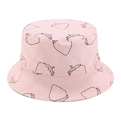 GUMEI-Femmes-Summer-Strawberry-Print-Bucket-Hat-Casquette-de-pecheur-reversible-a-Double-Face