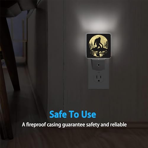 Image of Bigfoot Night Lights Plug into Wall Forest Moon Night Lights Dusk to Dawn Sensor Led Lamp for Women Men,Led Lights for Stairway /Hallway /Bedroom,0.5W