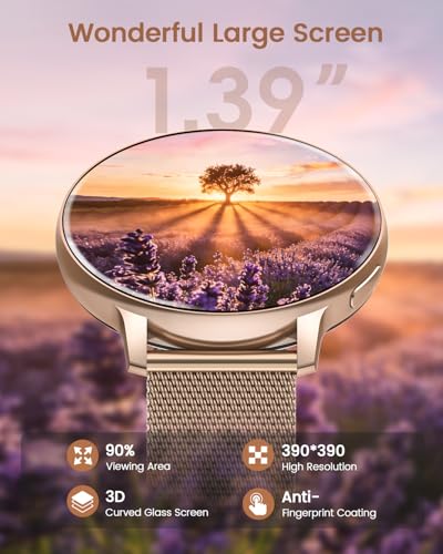 Oliimptek Smartwatch Damen Rund, iOS Android Roségold – Ansicht 2
