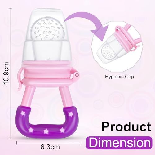 Image of GLUN Soft Silicone Baby Feeder, Food & Fruit Feeder for 3 to 12 Months, Pack of 4 BPA Free Anti Choking Fruit Pacifier, Teether for Infant