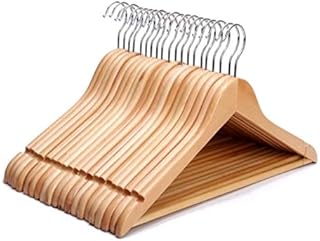 ZYBUX - Set of 20 Wooden Coat Hanger | Hangers for Adults with Round Trouser Bar and Shoulder Notches | Hangers for Dresses, Skirts, Tops, Jackets | Durable and Space Saving -- Wardrobe Hangers | 44cm