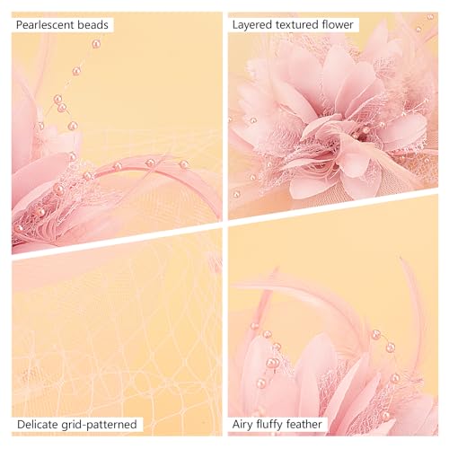 Image of DRESHOW Women Fascinator Hats Tea Party Hat Vintage Pillbox Hat Headband for Cocktail