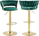 SUPPNEED Drehbare Barhocker 2er Set verstellbare Thekenstühle mit Fußstütze für Küche, Esszimmer 2PC/Set (Smaragd)