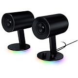 Razer Nommo Chroma - 2.0 Gaming Speakers RGB Chroma (Custom Woven Glass Fibre 3-inch Drivers, Rear-Facing Bass Ports, Bass Knob with Automatic Gain Control) Black