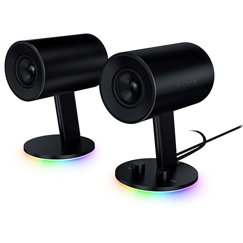 Bild zu Razer Nommo Chroma - 2.0 Gaming Lautsprecher Sound System für PC (Audio via USB oder 3,5-mm Klinke, Bassregler, 3-Zoll-Treiber aus Glasfaser, RGB Chroma Beleuchtung) Schwarz