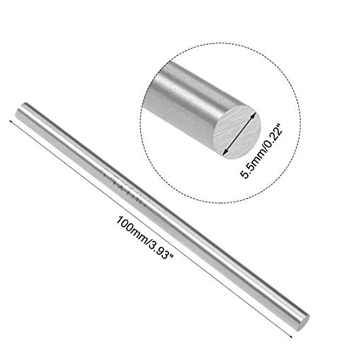 sourcing map 5Stk. Rund Stahlstange 5.5mm HSS Drehmaschine Stangenmaterial Werkzeug 100mm Lang für Wellen Zahnrad Bohrmaschine Drehende Miniaturachse Zylinderstift DIY Bastelwerkzeug