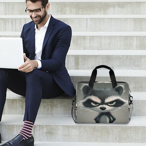 Maletín para laptop 15.6" correa y asa gris divertido miniatura 3