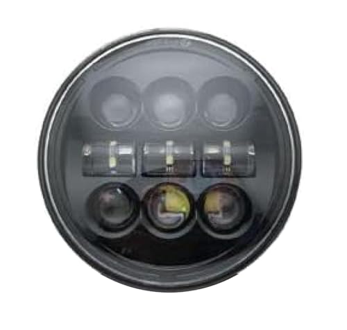 Phare de moto LED 5.75 pouces finition noire premium avec optique Angel Eye