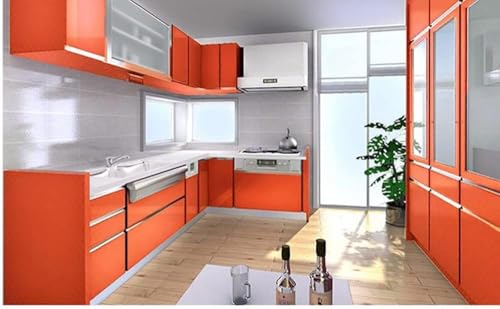 Image of Orange Glossy Vinyl Peel & Stick Self Adhesive Waterproof Sticker for Living Room, Bedroom Office, Almirah, Floor, Tabletop, Wall, Fridge,& Renovation (12x96Inch)