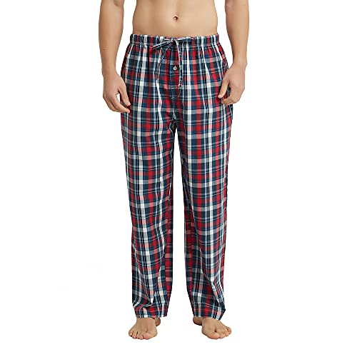 Vulcanodon 2 Pack Men's Cotton Pajama Pants, Soft Woven Pajama Pants for Men Plaid Pj Bottoms2
