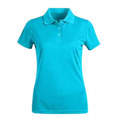 MOHEEN Women's Short Sleeve Polo Shirts Moisture Wicking Athletic Golf Polo (Sky Blue, M)