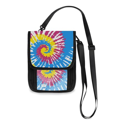 Portafoglio da viaggio con laccetto regolabile unisex per passaporto carte di credito gadget colore blu giallo rosa 01 Taglia unica alla moda