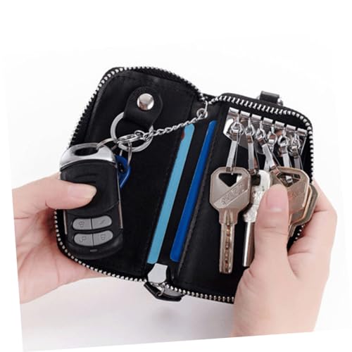 Multi-Function Car Key Holder Wallet Bag Zipper Closure Leather Key Case for Storage and for Everyday Use3