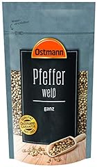 Ostmann Pfeffer weiß ganz 250 g, weiße ungemahlene Pfefferkörner, weißer Pfeffer ganz, für Pfefferstreuer & helle Speisen