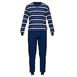 Götzburg Herren Pyjama mit V-Ausschnitt, in Nicki-Qualität, 2tlg, blau, 54