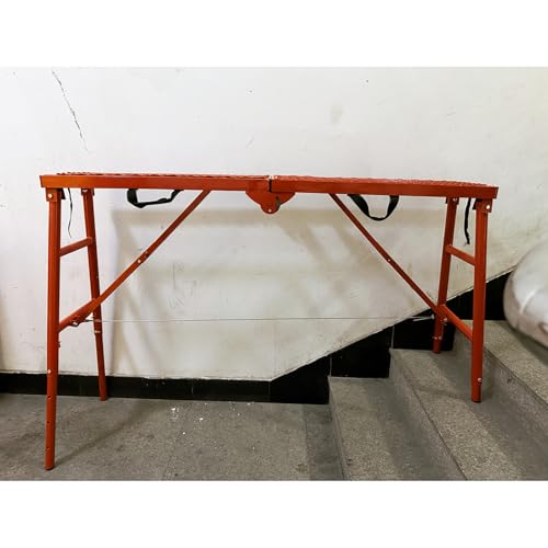LEADALLWAY Scaffolding Platform 770 LBS Capacity 58\"x11\"x30\'\' Folding Adjustable Portable Work Platform Ladder,Red - Thumbnail 6