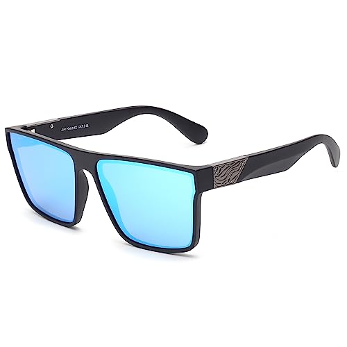 Jim Halo Gafas De Sol Polarizadas Retro Para Hombres Y Mujeres, Gafas De Conducción Cuadradas Con Parte Superior Plana Uv400, 3 Marco Negro Lente Azul Espejo Polarizado Jim Halo Gafas De Sol Polarizadas Retro Para Hombres Y Mujeres, Gafas De Conducción Cuadradas Con Parte Superior Plana Uv400, 3 Marco Negro Lente Azul Espejo Polarizado