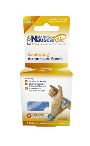 Sea-Band Pulseira de acupressão anti-náusea para enjôo, tamanho infantil, 2 pares