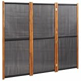 Paravento 3 pannelli nero Acacia 210x180 cm