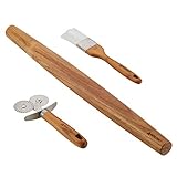Anolon Tools and Gadgets 3-Piece Prep Set Pastry Wheel Cutter, Pastry Brush, 19' French Rolling Pin