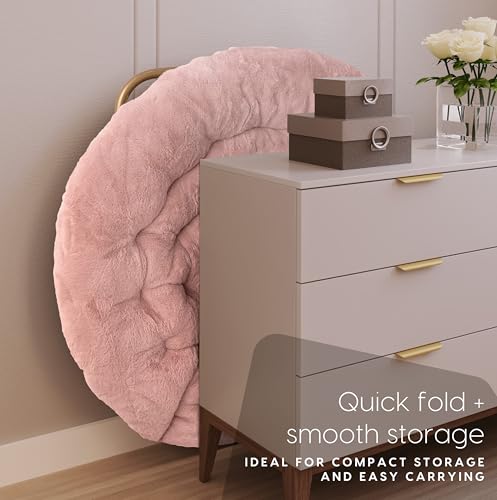 image for Milliard Saucer Chair For Adults, Teens & Kids, Pink, Faux Fur XL Circ