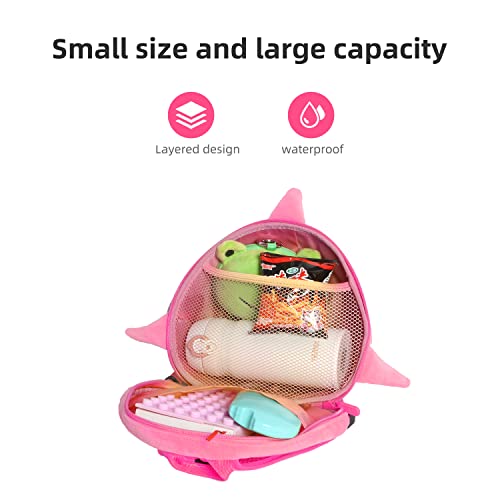 Kid's Backpack 3D Shark Shape With Toddler Safety Harnesses & Leashes, Preschool Backpack For 2-5 Years Old Girls Boys-Supercute (Rose) #TOP4
