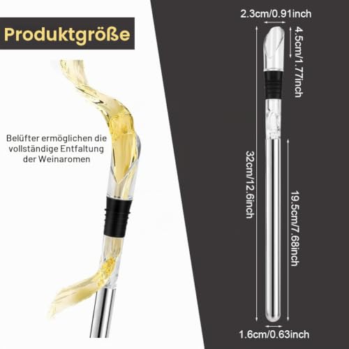 Foto von HOTUT Weinkühlstäbe,2 Stück Wine Chiller Stick,Edelstahl Kühlstab mit Ausgießer,Weinkühler Set,Weinstab Kühler,Weinflaschenkühler für Rot und Weißwein,Wein Zubehör Geschenk für Frauen Männer