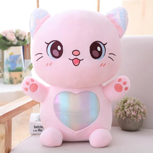 Image of Love Cat Plush Soft Toy Pet Kawai Stuffed Animal Plushie Cute Big Kitten Stuff Toys Doll Birthday Gifts for Friends Kids Boys Girls Decorative Multicolor 35cm