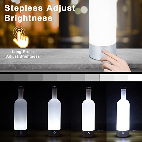 Jinhill Touch Control Table Lamp, Modern Bedside Lamp With 3 Colors And Fully Dimmable Bottle Shape Nightstand Lamp Cordless Reading Lamps For Bedroom, Entryway, Bathroom, Hallway (White/Small) #TOP3