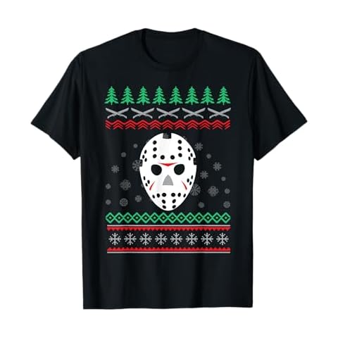 Jason Hockey Mask Ugly Christmas Holiday Festive T-Shirt Cover