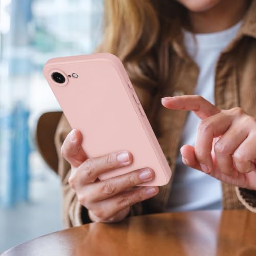 Image of DIZORO Square Microfiber Candy Case Compatible for iPhone 17e / iPhone 16e Shockproof Slim Back Cover Liquid Silicone Case - Pink