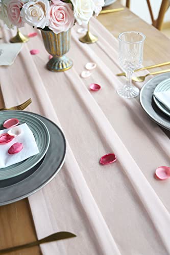 Aivanart Blush Pink Wedding Decoration Supplies Set(Pack Of 2) - 400Pcs Silk Rose Petals And 10Ft Chiffon Table Runner For Table Centerpieces Reception, Bridal Shower,Birthday Party, Home Decorations #TOP5