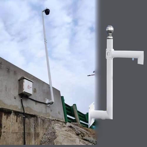 Support caméra extérieur orientable à rotule avec poteau de surveillance en L de 2.0m