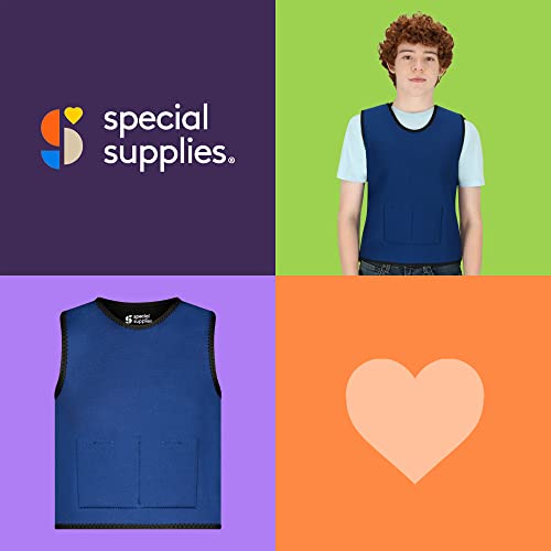 Special Supplies Weighted Sensory Compression Vest for Kids with Adjustable Weight Fit (Blue, Large (Pack of 1))