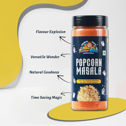Image of Time Out Popcorns Sweet Chilli BBQ and Popcorn Masala Seasoning, Multi-Purpose Powder, Popcorn and Snacks Flavoring,Pack of 2, 100g Each