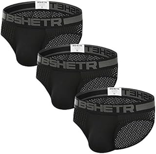 Men's Briefs Underwear 3-Pack Mesh Breathable Low Rise Soft Summer Brief (Black, Medium 28"-30",71cm-76cm)