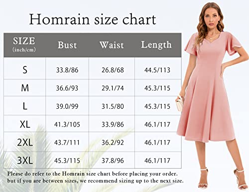 Fit And Flare Church Dresses For Women, Floral Dresses For Wedding Guest, Aline Tea Length Cocktail Dress With Sleeves, Bridesmaid Prom Homecoming Graduation Dress For Teen Girls Blush White Flower M #TOP3