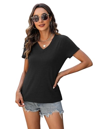 Womens Summer Tops Short Sleeve T Shirts V Neck Women Tops Loose Casual Tee Trendy Clothes4