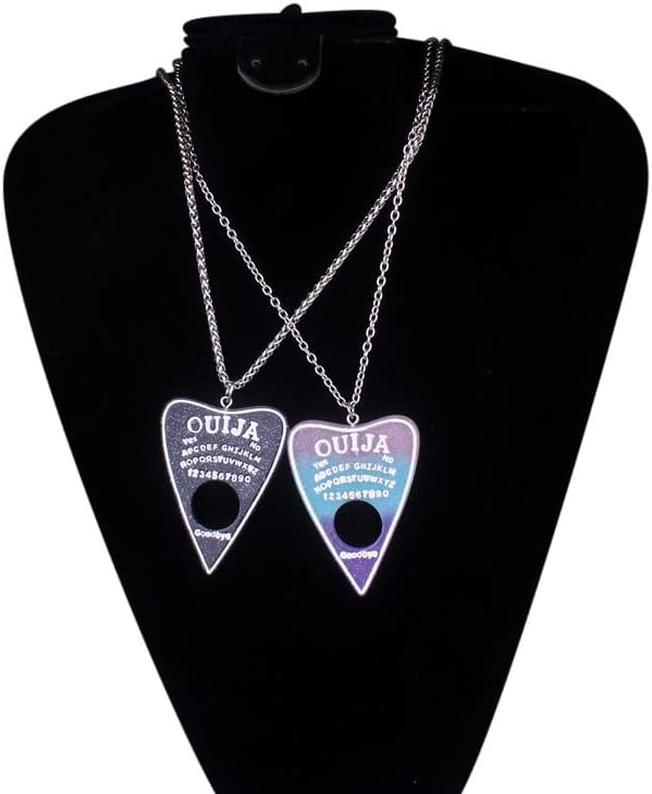 Miniatura 5 de FORUBUS Collar con colgante de lentejuelas brillantes Ouija Planchette - Collar de tablero de Ouija de estilo gótico para mujeres y hombres, joyería