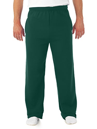 Jerzees Dri-Power Poly Pocketed Open-Bottom Sweatpants, Small - Forest Green