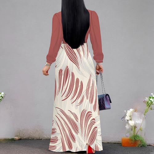 Image of PinkPatty Women's Long Sleeve Maxi Dress Plus Size Trendy Wedding Guest Wrap Dress with Pockets&Belt