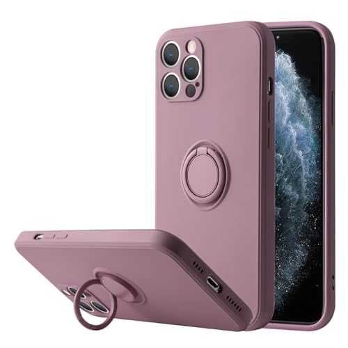 KOANGA Custodia per telefono con supporto per anello in silicone liquido quadrato per iPhone 13 11 12 14Pro Max XS Max XR X 15Plus 11 Pro Cover magnetica antiurto, T10, per iPhone 12 Pro