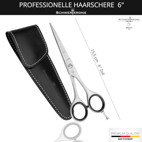 Foto von SCHWERTKRONE® Haarschneideschere für Rechtshänder Edelstahl [MADE IN GERMANY] - Friseurschere Haarschere - Schere zum Haare schneiden - Hair Cutting Barber Scissors - Friseur Schere - Ausdünnschere