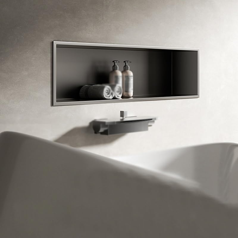 Panel prysznicowy LED ze stali nierdzewnej – wodoodporny do zabudowy łazienkowy nizer naścienny rozwiązanie do przechowywania do domu i hotelu bez płytek nowoczesny design