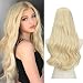 Blonde Clip in Hair Extension Curly Curl Wave Full Head Long 24" 0.37lb 170g One Piece U part Synthetic Hairpiece For Women Natural Real Hair Piece Japan High Temperature Fiber(UH17#613 beach blonde)