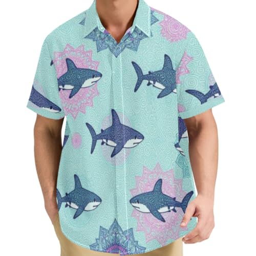 Chemise à manches courtes homme imprimé marin baleine taille S légère
