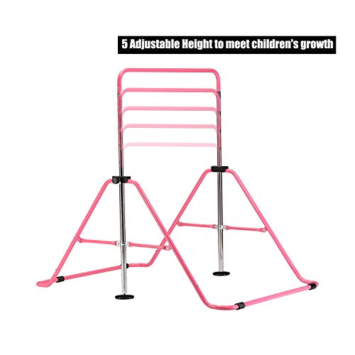 ZENOVA Gymnastics Bar for Home, Junior Kip Bar Adjustable Horizontal Bars, Foldable Gymnastic Bar for Kids