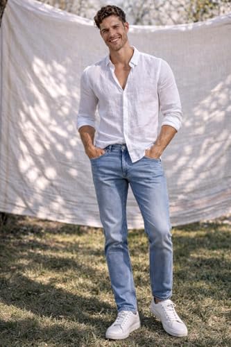 Image of Louis Philippe Men's Slim Fit Stretch Fabric for Comfort Premium Wash Aesthetic Authentic Twill and Durable Jeans